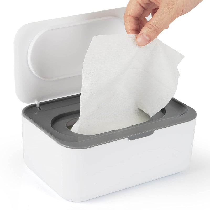 Flenpptly Baby Wipes Dispenser, Wipes Case Baby Wipe Holder Keeps Wipes Fresh, Non-Slip, Easy Open & Close (Gray) - Image 1